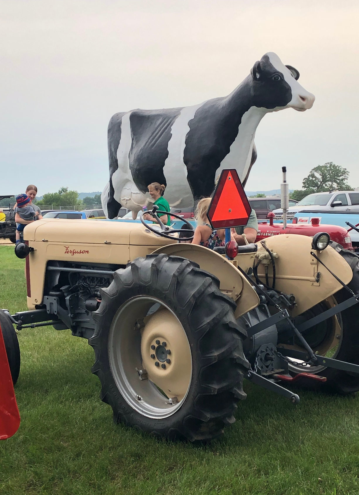 Tractor and cow